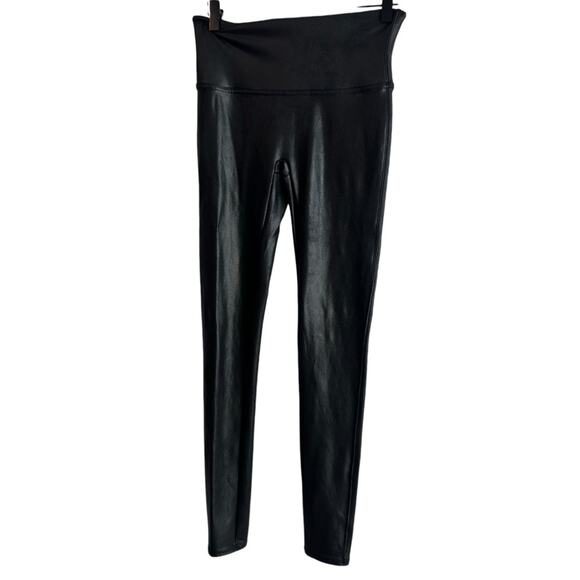 SPANX FAUX LEATHER WOMEN BLACK STRETCHY LEGGINGS FOR WOMEN SIZE MEDIUM - Picture 1 of 5